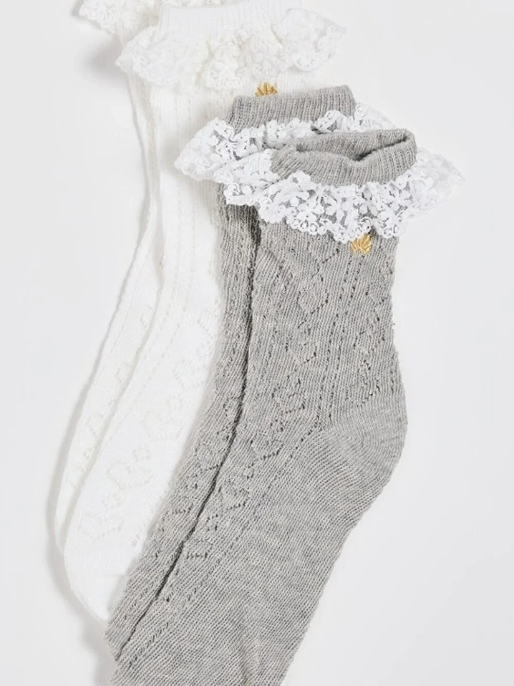LELE SADOUGHI Set of Two Heather Socks in Ivory and Grey One Size Fits Most NWT
